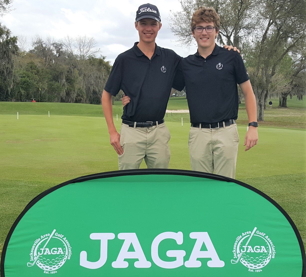 Teenagers, Moses Compaan and Chase Carroll teamed up to shoot a 7-under to win the 2022 JAGA Spring Four-ball Championship at Palatka Golf Club March 14.